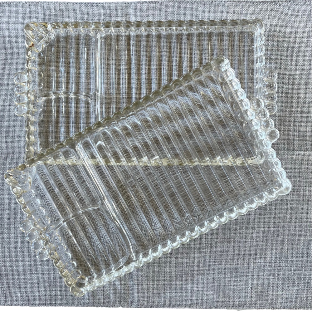 Vintage Orchard Crystal Party Dishes – Clear Glass Serving Trays (set of 2)